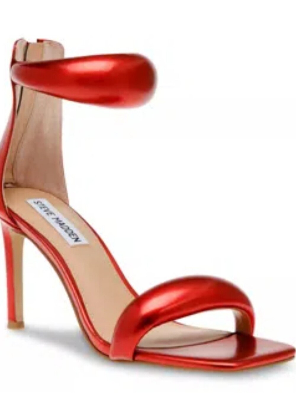 Steve Madden Metallic Red "PARTAY" Ankle-Strap Stiletto Sandals SIZE 10 NWOB